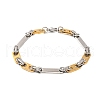 201 Stainless Steel Rectangle Byzantine Chain Bracelets BJEW-B078-111GP-1