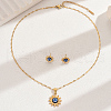 Vintage Stainless Steel & Plastic Sun with Evil Eye Stud Earrings & Pendant Necklaces Set for Women EW9229-5