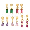 Brass Micro Pave Cubic Zirconia Dangle Stud Earrings EJEW-Z115-05G-4