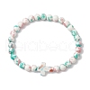 Synthetic Ocean White Jade Beads Stretch Bracelets for Women Men BJEW-JB11300-04-2