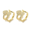 Rack Plating Brass Micro Pave Clear Cubic Zirconia 2-Strand Double Heart Cuff Earrings for Women EJEW-P280-23G-1