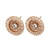 Flat Round Brass Micro Pave Clear Cubic Zirconia Stud Earrings for Women EJEW-G428-13G-4