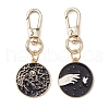 Alloy Enamel Flat Round Pendant Decorations HJEW-JM02522-2