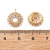 Flower Brass Micro Pave Clear Cubic Zirconia Stud Earrings for Women EJEW-G428-09G-5