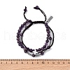 Adjustable Natural Amethyst & Hematite Braided Bead Bracelets BJEW-U035-01C-5