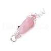 3Pcs 3 Styles Electroplated Natural Quartz Crystal Nuggets Copper Wire Wrapped Pendants PALLOY-JF03128-06-4