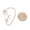 Natural Rose Quartz & Pearl Braided Flower Cuff Earrings EJEW-JE04957-02-5
