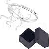  1Pc Rhodium Plated 925 Sterling Silver Adjustable Ring Findings FIND-NB0004-91-1