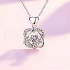 Double Heart 925 Sterling Silver Micro Pave Clear Cubic Zirconia Pendant Necklaces FS-WG0A98A-01-2