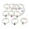 Mother's Day Rings Oval Rack Plating Brass Micro Pave Cubic Zirconia Adjustable Rings for Women RJEW-F162-03P-1