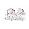 304 Stainless Steel Tiny Hollow Out Skull Stud Earrings for Women STAS-A065-07P-1