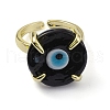Lampwork Evil Eye Open Cuff Ring RJEW-M147-01LG-04-3