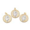 Rack Plating Brass Micro Pave Cubic Zirconia Pendants KK-C021-10G-01-3