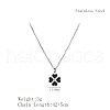 Simple Stainless Steel Black Enamel Heart Clover Pendant Necklaces for Women's Daily Wear YE9051-1-2