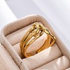 Knot 304 Stainless Steel Open Cuff Ring RJEW-Z082-01C-G-3