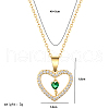 925 Sterling Silver Pave Clear & Green Cubic Zirconia Hollow Heart Pendant Necklaces for Parties and Gifts WZ4640-2