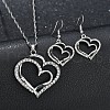 Heart Alloy Crystal Rhinestone Pendant Necklace & Dangle Earrings Sets FS-WG58D1F-01-1