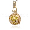 Golden Tone Brass Hollow Round Cage Pendants KK-J216-15G-2