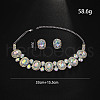 Oval Alloy Glass Pendant Necklaces & Stud Earrings Sets FS-WG19BF3-01-3