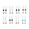 2Pair 2 Style Natural & Synthetic Mixed Stone with Yin Yang Long Dangle Earrings EJEW-JE04962-2