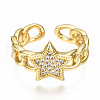 Brass Micro Pave Clear Cubic Zirconia Cuff Rings RJEW-N035-002-NF-3
