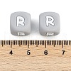 20Pcs Grey Cube Letter Silicone Beads 12x12x12mm Square Dice Alphabet Beads with 2mm Hole Spacer Loose Letter Beads for Bracelet Necklace Jewelry Making JX436R-3