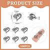 Unicraftale 100Pcs Tibetan Style Filigree Alloy Heart Charms FIND-UN0015-59-3
