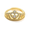 Crown Clear Cubic Zirconia Adjustable Rings RJEW-L120-017G-02-2