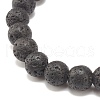 Natural Lava Rock Round Beaded Stretch Bracelet with Clear Cubic Zirconia Crown BJEW-JB07797-04-5
