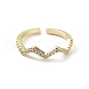 Wave Rack Plating Brass Micro Pave Clear Cubic Zirconia Open Rings RJEW-D020-06G-2