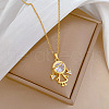 Brass Pave Clear Cubic Zirconia Girl Pendant Necklaces FS-WG30BB7-01-4