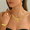 Luxurious Middle Eastern Style Brass Bracelets & Earrings & Necklaces & Rings Sets for Women's Parties LF7788-1