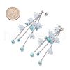 Acrylic Flower Tassel Stud Earrings EJEW-TA00648-02-3