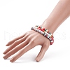 3Pcs 3 Style Polymer Clay Heishi Surfer Stretch Bracelets Set with Word Jolly Acrylic Beads BJEW-TA00129-3