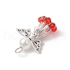 Glass Beads with ABS Plastic Imitation Pearl Round Beads and 304 Stainless Steel Eye Pin and Tibetan Style Alloy Beads Pendants PALLOY-JF03625-5