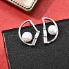 925 Sterling Silver Clear Cubic Zirconia Round Stud Earrings EJEW-L300-01P-1