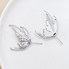 Brass Pave Medium Purple Cubic Zirconia Wing Head Pins BAPE-PW0002-08B-1