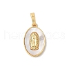 Brass Pave Natural White Shell Pendants KK-S522-07C-G-1