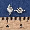 Brass Cubic Zirconia Flat Round Connector Charms KK-H204-02S-04-3