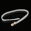 White Acrylic Imitiaotn Pearl Beaded Elastic Chain Belts with Alloy Buckles WGEAB88-06-1