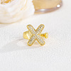 Brass Micro Pave Clear Cubic Zirconia Cuff Rings FS-WGF2B82-21-1