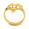 Heart with Letter & Flower Rack Plating Brass Adjustable Rings for Women RJEW-I105-05G-U-3