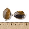 Natural Tiger Eye Connector Charms G-C110-02F-KCG-3