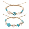 2Pcs 2 Colors Synthetic Turquoise & Magnesite Beads Braided Bracelets BJEW-TA00624-2