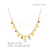 Light Luxury Stainless Steel Pave Colorful Cubic Zirconia Heart Tassel Bib Necklaces for Women Daily Wear GN8905-2-3