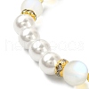 Synthetic Moonstone & Plastic Pearl & Hematite Beaded Stretch Bracelet BJEW-JB09503-4