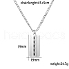 Stainless Steel Black Cubic Zirconia Rectangle Pendant Necklaces for Men TZ0992-3