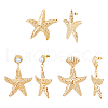 FIBLOOM 3 Pairs 3 Style Alloy Starfish Dangle Stud Earrings with Plastic Pearl Beaded EJEW-FI0002-95-8