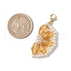 Orange Glass Pearl & Glass Beads Pendant Decorations HJEW-TA00336-03-3