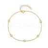 Classic Sterling Silver Clear Cubic Zirconia Round Link Bracelets JK4250-1-1
